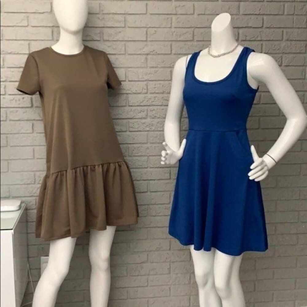 Kardashian kollection Women Textured Sleeveless Blue Dress Size S